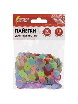 Пайетки для творчества 'Сердце', яркие, цвет ассорти, 5 цветов, 10 мм, 20 грамм, ОСТРОВ СОКРОВИЩ, 661275 Пайетки для творчества 'Сердце', яркие, цвет ассорти, 5 цветов, 10 мм, 20 грамм, ОСТРОВ СОКРОВИЩ, 661275