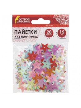 Пайетки для творчества 'Звезды', яркие, цвет ассорти, 5 цветов, 15 мм, 20 грамм, ОСТРОВ СОКРОВИЩ, 661277 Пайетки для творчества 'Звезды', яркие, цвет ассорти, 5 цветов, 15 мм, 20 грамм, ОСТРОВ СОКРОВИЩ, 661277