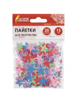 Пайетки для творчества 'Звезды', цвет пастель ассорти, 15 мм, 20 грамм, ОСТРОВ СОКРОВИЩ, 661278 Пайетки для творчества 'Звезды', цвет пастель ассорти, 15 мм, 20 грамм, ОСТРОВ СОКРОВИЩ, 661278