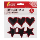 Прищепки декоративные 'Дощечки для рисования мелом', 6 штук, ассорти, ОСТРОВ СОКРОВИЩ, 661300