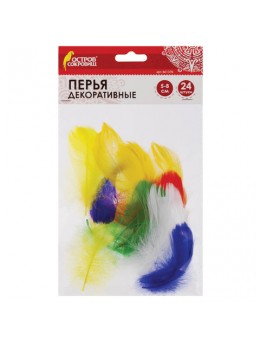 Перья декоративные 'Карнавальные', 5-8 см, 24 шт., 6 цветов, яркие, ассорти, ОСТРОВ СОКРОВИЩ, 661376 Перья декоративные 'Карнавальные', 5-8 см, 24 шт., 6 цветов, яркие, ассорти, ОСТРОВ СОКРОВИЩ, 661376