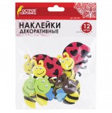 Наклейки из EVA 'Насекомые', 12 шт., ассорти, ОСТРОВ СОКРОВИЩ, 661455