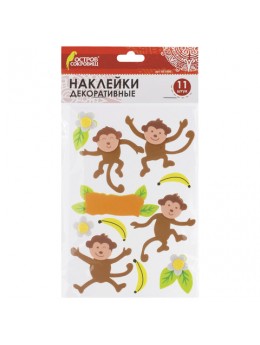 Наклейки из EVA 'Обезьянки', 11 шт., ассорти, ОСТРОВ СОКРОВИЩ, 661466 Наклейки из EVA 'Обезьянки', 11 шт., ассорти, ОСТРОВ СОКРОВИЩ, 661466