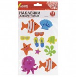 Наклейки из EVA 'Морские жители', 12 шт., ассорти, ОСТРОВ СОКРОВИЩ, 661467