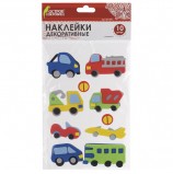 Наклейки из EVA 'Машинки', 10 шт., ассорти, ОСТРОВ СОКРОВИЩ, 661470