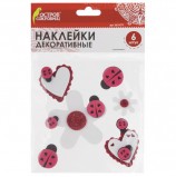 Наклейки из EVA 'Божьи коровки', 6 шт., ассорти, ОСТРОВ СОКРОВИЩ, 661471