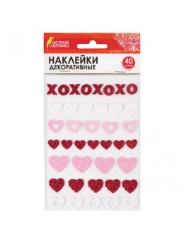 Наклейки из EVA 'Сердечки', 40 шт., ассорти, ОСТРОВ СОКРОВИЩ, 661472 Наклейки из EVA 'Сердечки', 40 шт., ассорти, ОСТРОВ СОКРОВИЩ, 661472