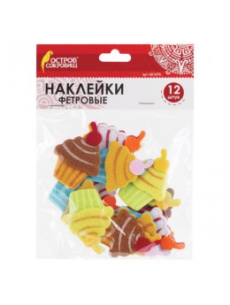 Наклейки из фетра 'Пирожные', 12 шт., ассорти, ОСТРОВ СОКРОВИЩ, 661476 Наклейки из фетра 'Пирожные', 12 шт., ассорти, ОСТРОВ СОКРОВИЩ, 661476