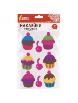 Наклейки из фетра 'Пирожные', 9 шт., ассорти, ОСТРОВ СОКРОВИЩ, 661480 Наклейки из фетра 'Пирожные', 9 шт., ассорти, ОСТРОВ СОКРОВИЩ, 661480