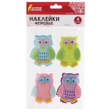 Наклейки из фетра 'Совята', 4 шт., ассорти, ОСТРОВ СОКРОВИЩ, 661482