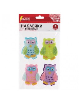 Наклейки из фетра 'Совята', 4 шт., ассорти, ОСТРОВ СОКРОВИЩ, 661482 Наклейки из фетра 'Совята', 4 шт., ассорти, ОСТРОВ СОКРОВИЩ, 661482