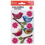 Наклейки из фетра 'Птички', 11 шт., ассорти, ОСТРОВ СОКРОВИЩ, 661483