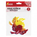 Наклейки из фетра 'Птички', 5 шт., одноцветные, ассорти, ОСТРОВ СОКРОВИЩ, 661491