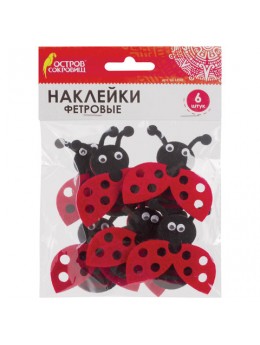 Наклейки из фетра 'Божьи коровки', 6 шт., ассорти, ОСТРОВ СОКРОВИЩ, 661498 Наклейки из фетра 'Божьи коровки', 6 шт., ассорти, ОСТРОВ СОКРОВИЩ, 661498