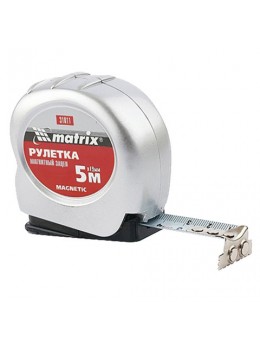 Рулетка измерительная 5,0 м х 19 мм, MATRIX 'Magnetic', магнитный зацеп, пластиковый корпус, 31011