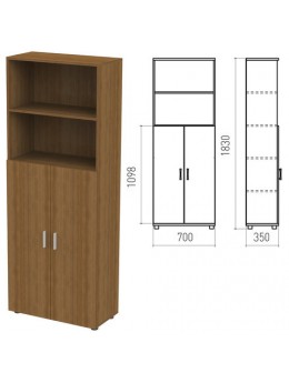 Шкаф полузакрытый 'Канц', 700х350х1830 мм, цвет орех пирамидальный (КОМПЛЕКТ)