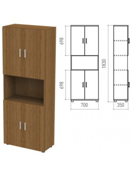 Шкаф полузакрытый 'Канц', 700х350х1830 мм, цвет орех пирамидальный (КОМПЛЕКТ)