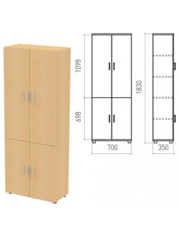 Шкаф закрытый 'Канц', 700х350х1830 мм, цвет бук невский (КОМПЛЕКТ)