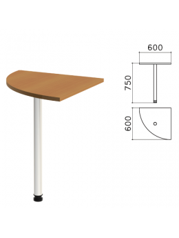 Стол приставной угловой 'Монолит', 600х600х750 мм, цвет орех гварнери (КОМПЛЕКТ)