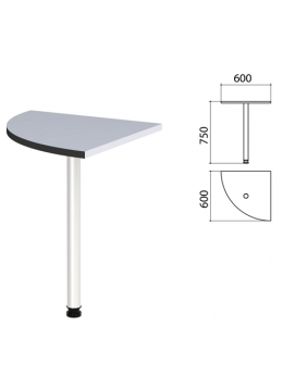 Стол приставной угловой 'Монолит', 600х600х750 мм, цвет серый (КОМПЛЕКТ)