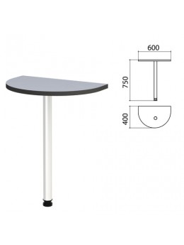 Стол приставной полукруг 'Монолит', 600х400х750 мм, цвет серый (КОМПЛЕКТ)