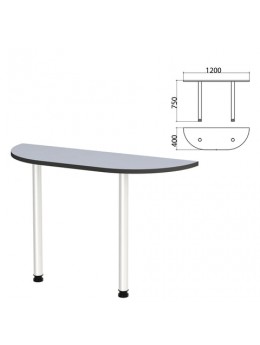 Стол приставной полукруг 'Монолит', 1200х400х750 мм, цвет серый (КОМПЛЕКТ)