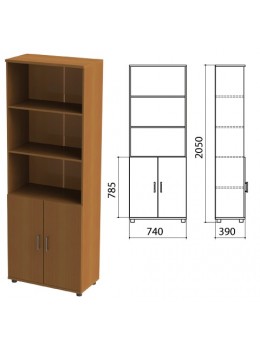 Шкаф полузакрытый 'Монолит', 740х390х2050 мм, цвет орех гварнери (КОМПЛЕКТ)