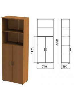 Шкаф полузакрытый 'Монолит', 740х390х2050 мм, цвет орех гварнери (КОМПЛЕКТ)