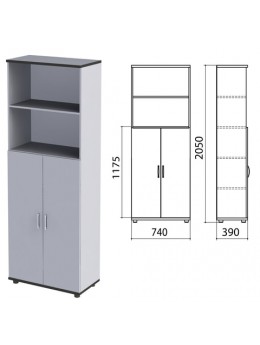 Шкаф полузакрытый 'Монолит', 740х390х2050 мм, цвет серый (КОМПЛЕКТ)