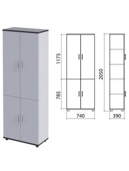 Шкаф закрытый 'Монолит', 740х390х2050 мм, цвет серый (КОМПЛЕКТ)