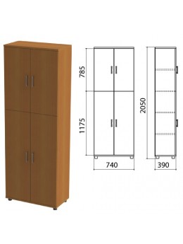 Шкаф закрытый 'Монолит', 740х390х2050 мм, цвет орех гварнери (КОМПЛЕКТ)