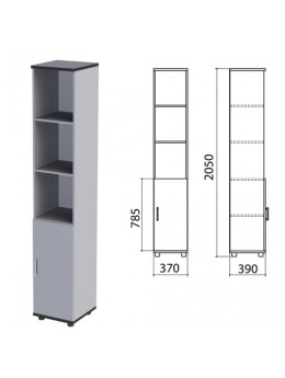 Шкаф полузакрытый 'Монолит', 370х390х2050 мм, цвет серый (КОМПЛЕКТ)