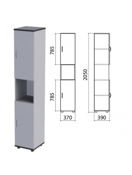 Шкаф полузакрытый 'Монолит', 370х390х2050 мм, цвет серый (КОМПЛЕКТ)