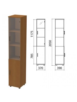 Шкаф закрытый со стеклом 'Монолит', 370х390х2050 мм, цвет орех гварнери (КОМПЛЕКТ)
