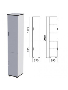 Шкаф закрытый 'Монолит', 370х390х2050 мм, цвет серый (КОМПЛЕКТ)