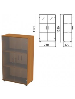 Шкаф закрытый со стеклом 'Монолит', 740х390х1250 мм, цвет орех гварнери (КОМПЛЕКТ)