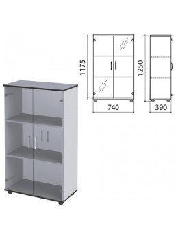 Шкаф закрытый со стеклом 'Монолит', 740х390х1250 мм, цвет серый (КОМПЛЕКТ)