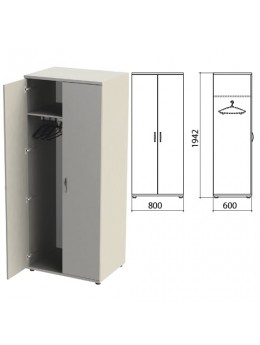 Шкаф для одежды 'Этюд', 800х600х1942 мм, цвет серый (КОМПЛЕКТ)