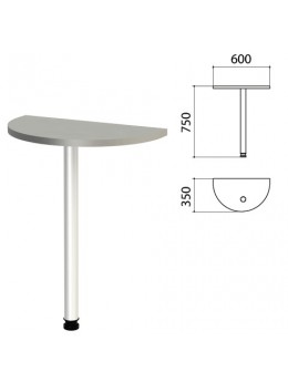 Стол приставной полукруг 'Этюд', 600х350х750 мм, цвет серый (КОМПЛЕКТ)