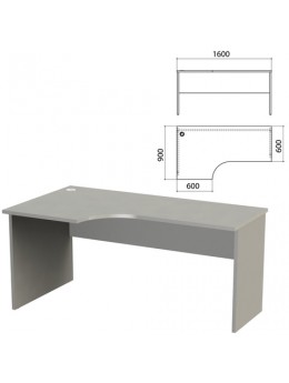 Стол письменный эргономичный 'Этюд', 1600х900х750 мм, левый, серый (КОМПЛЕКТ)
