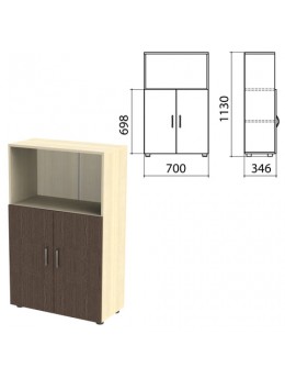 Шкаф полузакрытый 'Канц', 700х350х1130 мм, цвет дуб молочный/венге (КОМПЛЕКТ)