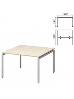 Стол письменный 2-МЕСТНЫЙ на металлокаркасе 'Кубика', 1200х1200х740 мм, дуб шамони (КОМПЛЕКТ)