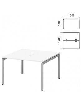 Стол письменный 2-МЕСТНЫЙ на металлокаркасе 'Кубика', 1200х1200х740 мм, белый (КОМПЛЕКТ)