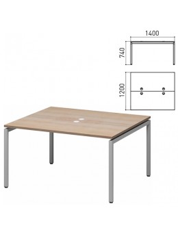 Стол письменный 2-МЕСТНЫЙ на металлокаркасе 'Кубика', 1400х1200х740 мм, ясень альтера (КОМПЛЕКТ)
