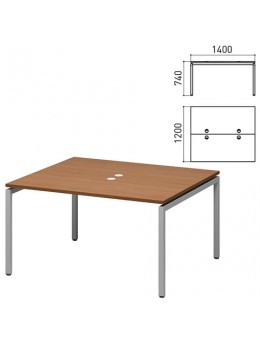 Стол письменный 2-МЕСТНЫЙ на металлокаркасе 'Кубика', 1400х1200х740 мм, орех онтарио (КОМПЛЕКТ)