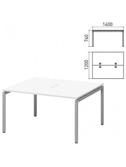 Стол письменный 2-МЕСТНЫЙ на металлокаркасе 'Кубика', 1400х1200х740 мм, белый (КОМПЛЕКТ)