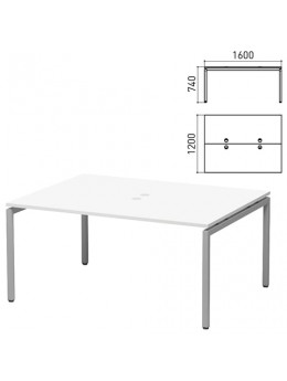 Стол письменный 2-МЕСТНЫЙ на металлокаркасе 'Кубика', 1600х1200х740 мм, белый (КОМПЛЕКТ)