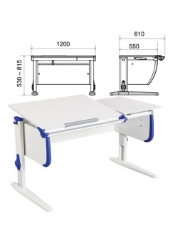 Стол-парта регулируемый 'ДЭМИ' СУТ.25, 1200х610х530-815 мм, белый/синий (КОМПЛЕКТ)
