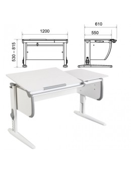 Стол-парта регулируемый 'ДЭМИ' СУТ.25, 1200х610х530-815 мм, белый/серый (КОМПЛЕКТ)