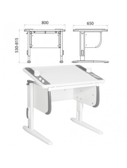 Стол-парта регулируемый 'ДЭМИ' СУТ.26, 800х650х530-815 мм, белый/серый (КОМПЛЕКТ)